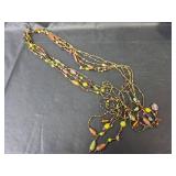 Multi-Strand Glass Bead Dangling Long Necklace