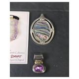 Indigo Light Earth Speaks Crystal, Abalone,  and Amethyst Pendants