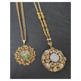 Vintage Floral Pendant Necklaces Set