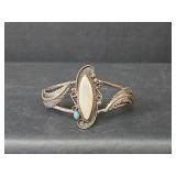 Native American Mother of Pearl and Turquoise Cuff Bracelet