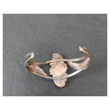 Native American Mother of Pearl and Turquoise Cuff Bracelet