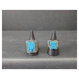 Navajo Style Turquoise Ring Pair