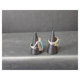 Navajo Style Turquoise Ring Pair