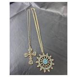 Turquoise and Gold Tone Necklaces