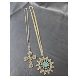 Turquoise and Gold Tone Necklaces