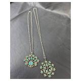 Turquoise and Silver Pendant Necklaces