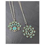 Turquoise and Silver Pendant Necklaces