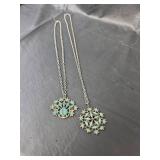 Turquoise and Silver Pendant Necklaces