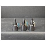 Southwestern Style Adjustable Turquoise Rings