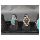 Southwestern Style Turquoise and Coral Adjustable Ring Collection