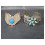 Southwestern Turquoise Floral Cuff Bracelets (Non-Magnetic)