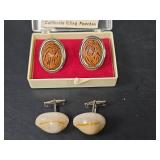 California Cling Peach Pit Cufflinks and Sea Shell Cufflinks