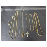 Mixed Gold-Tone Chain Collection with Cross Pendants