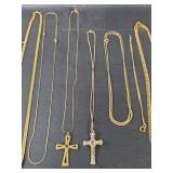 Mixed Gold-Tone Chain Collection with Cross Pendants