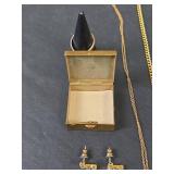 Gold Tone Jewelry Collection with Decorated Box