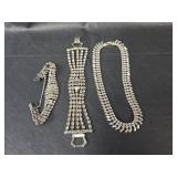 Rhinestone Jewelry Set - Bracelets and Necklace
