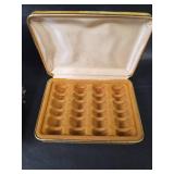 Ornate Silver Jewelry Box with Mirror and Vintage Bobbin Case