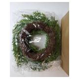6 Set 12 Inches Christmas Pine Wreath with Red Bow Cedar Wreaths Realistic Christmas Decorations for Holiday Xmas Wall, Window, Outdoor Indoor - Retail: $59