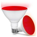 LED Red Light Bulbs Outdoor, 15W(150W Equivalent)Par38 Flood Red Lights, Color Christmas Party Light Bulb, E26 Base Energy Saving Light Bulb for New Year, Christmas, Porch, Bar Decoration, 2 Pack - Re