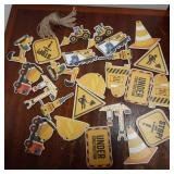 24 Pieces Construction Christmas Ornaments with Rope Trucks Excavator Hanging Wood Signs Truck Cutouts Traffic Zone Wood Xmas Decoration for Xmas Tree Home Decor - Retail: $6
