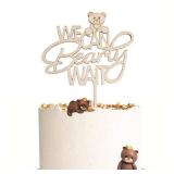 Wooden We Can Bearly Wait Cake Topper Baby Shower Baby Cake Topper for Party Supplies, Gender Reveal Party Supplies