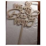 Wooden We Can Bearly Wait Cake Topper Baby Shower Baby Cake Topper for Party Supplies, Gender Reveal Party Supplies