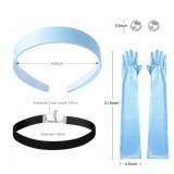 Princess Costume Accessories Blue Headband Choker Earrings Long Gloves for Women Halloween Cosplay Dress up for Cinderella - Retail: $13