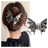 Gothic Bat Hair Claw Clips - Metal Black Metal, Punk Style for Christmas Halloween & Costume Parties, 1Pcs Hair Clip for Thin Thick Hair Punk & Y2K-Style for Updos & Braids - Retail: $7