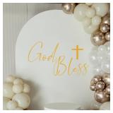 God Bless Baptism Wall Decal - God Bless Cross Decal, First Communion Party Decorations Sticker for Baptism, Christening, Baby Shower - Retail: $17