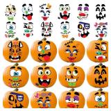 18 Pcs Halloween Pumpkin Decorating Stickers, Halloween Party Favor, Kids Art Craft Party Supplies, Funny Jack-O-Lantern Face Sticker Sheets, Classroom Activities Games Goodies Gifts - Retail: $10