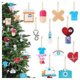 48 Pieces Christmas Nurse Wood Ornament Scrub Life Tray Cap Themed Hanging Appreciation Gifts for Tree Home Decorations (Classic) - Retail: $15