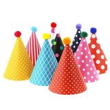 Party Hats for Kids Birthday Hats, DIY Mini Cone and Crown Set with Pom Poms, Small Paper Caps for Stuffed Animals, Pets or Toddler Decorations, Assorted Rainbow Colors - Retail: $9