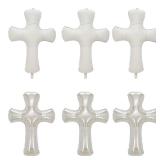 3Pcs Cross balloon Baptism Religious Party Helium Foil Balloons for First Communion God Bless Christening Memorial Birthday Wedding Party Decorations Supplies (Silver) - Retail: $8
