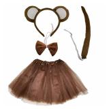 Monkey Costume Tutu Set, Animal Fancy Dress Costume Kit, Monkey Ear Headband Bowtie Tail Bow Tie for Halloween Cosplay Party Decoration - Retail: $5