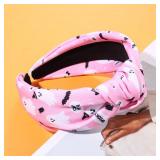 Halloween Headband for Women Pumpkin Ghost Knotted Headband Twist Wide Top Knot Hairband Accessories Halloween Party Decorations Gifts (Spooky Ghost) - Retail: $13