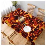 Lava Fire Glow Blaze Table Cloth Orange Fantasy 52 x 70 Rectangle Polyester Tablecloths for Dining Kitchen Outdoor Picnic Camping Party Wedding Event Washable - Retail: $20