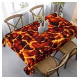 Lava Fire Glow Blaze Table Cloth Orange Fantasy 52 x 70 Rectangle Polyester Tablecloths for Dining Kitchen Outdoor Picnic Camping Party Wedding Event Washable - Retail: $20