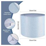 Lamp Shades Set of 2, Drum Lampshade for Table Lamps Floor Lamp, 13 Top X 13" Bottom X 10" High Blue Large Line Fabric Lamp Shades, Easy Assembly Replacement Lampshades - Retail: $40"