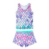 Girls Bathing Suits Two Piece Vest Style Swimsuit with Boyshort Tankini Swimwear 5XL - Retail: $25