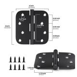 Pack of 3 Matte Black Heavy Duty Iron Door Hinges, 4 Inch x 4 Inch Interior and Exterior Black Door Hinges with 5/8 Radius Corners - Retail: $15"