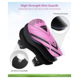 Shin Guards Soccer Kids Youth, CE Certified Airsfish Shin Pads Protection Gear for 2-18 Years Old Boys Girls Teenagers High Impact Resistant Breathable Comfortable 1 Pair 4 Sizes (Medium, Pink) - Reta