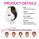 Bangs Hair Clip in Bangs, 2 PCS Face-Framing Classic Curtain Bangs Fringe Fake Bangs Hairpieces for Women Daily Wear - Dark Brown with Highlights - Retail: $17