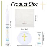 4 Pcs Baptism Candle Set for Boy Girls Included Baptism Towel Bautizo Candle Conch and Sticker Communion De Nino Bautizo De Nina for Christening Favors - Retail: $22