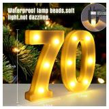 70th Birthday Decorations for Women Men, Happy 70 Birthday Decorations for Centerpieces Table,70 Light Up Numbers Sign Led for Party Backdrop Wall Decor for 70s Party Decoration - Retail: $14