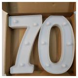 70th Birthday Decorations for Women Men, Happy 70 Birthday Decorations for Centerpieces Table,70 Light Up Numbers Sign Led for Party Backdrop Wall Decor for 70s Party Decoration - Retail: $14