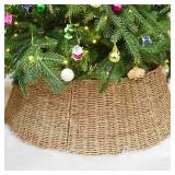 Rattan Christmas Tree Collar Basket - Rustic Handcrafted Tree Ring - Retail: $34