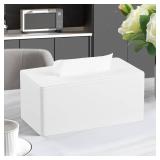 PU Leather Tissue Box Cover for 120(3-Ply)/ 160(2-Ply) Count Box of Tissues, Rectangle Tissue Box Holder for Bathroom Bedroom Living Room Office (Cream-White) - Retail: $22