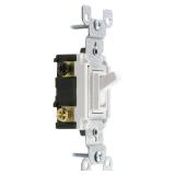 Leviton 15 Amp, 120 Volt, Toggle Framed 3-Way AC Quiet Switch, Residential Grade, Grounding, Quickwire Push-In & Side Wired, 1453-2W, White - Retail: $3