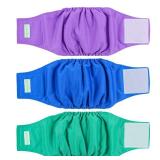 Washable Dog Diapers - Washable Male Dog Belly Wrap- Pack of 3 - (Blue,Green,Purple,X-Small) - Retail: $13