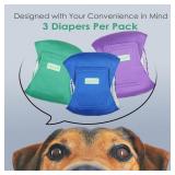 Washable Dog Diapers - Washable Male Dog Belly Wrap- Pack of 3 - (Blue,Green,Purple,X-Small) - Retail: $13